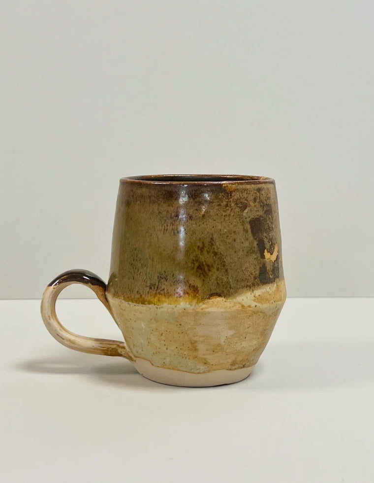 Found Cup No. 05: vintage studio pottery cup in brown and cream glaze, photo 2