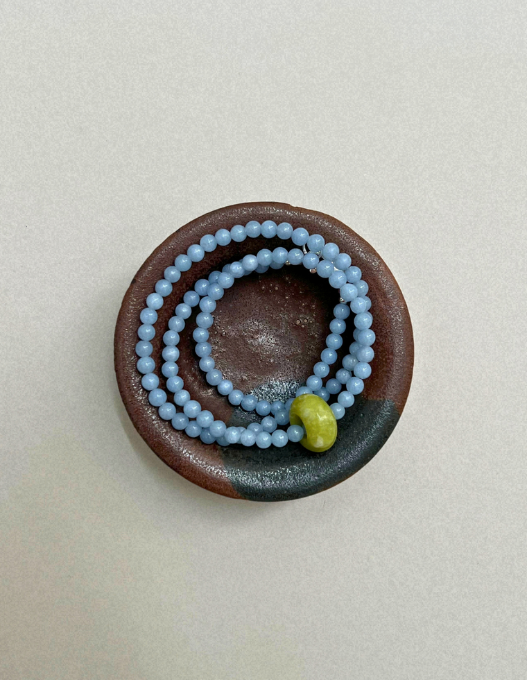 Keepsake 3 – Angelite & Olive Jade Movement Necklace