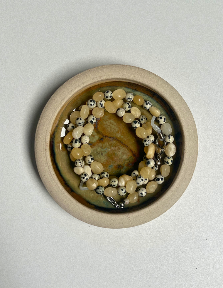 Dalmatian Jasper & Yellow Jade Glasses Chain
