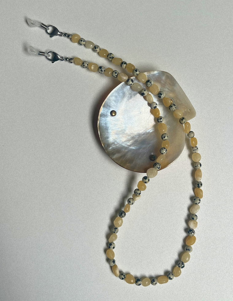Dalmatian Jasper & Yellow Jade Glasses Chain