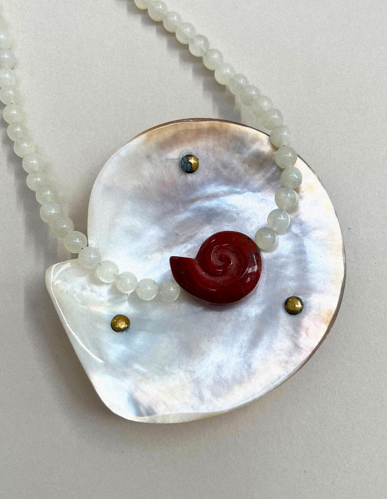 Celadon 11: bowenite whorl necklace, hand-strung by Palm of Feronia