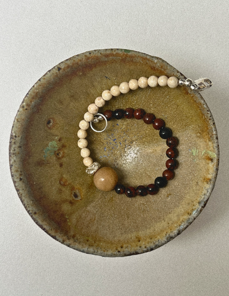 Ivrin - Mahogany Obsidian & Riverstone Bracelet