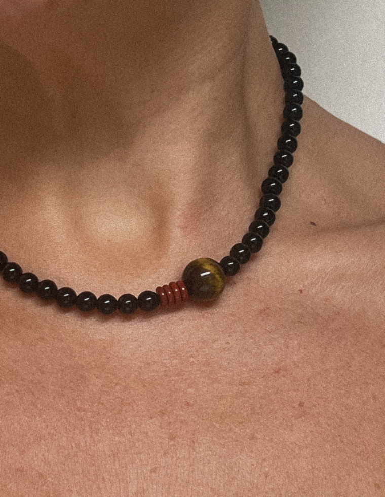 Velrith - Onyx & Red Jasper Necklace
