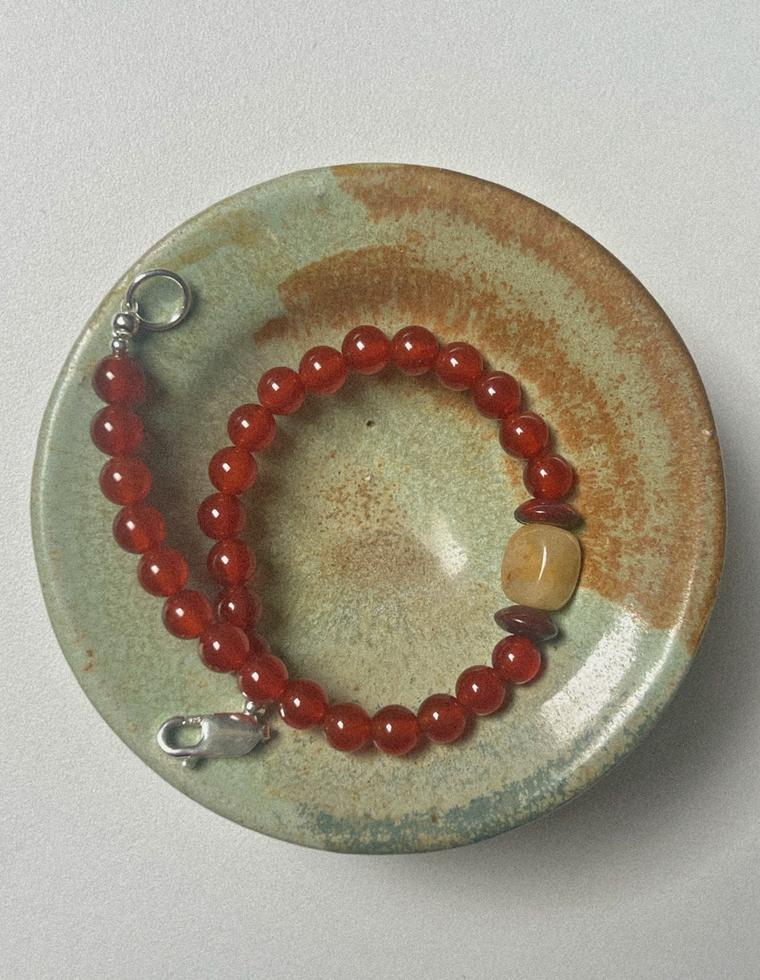 Thalienne - Carnelian & Yellow Agate Bracelet