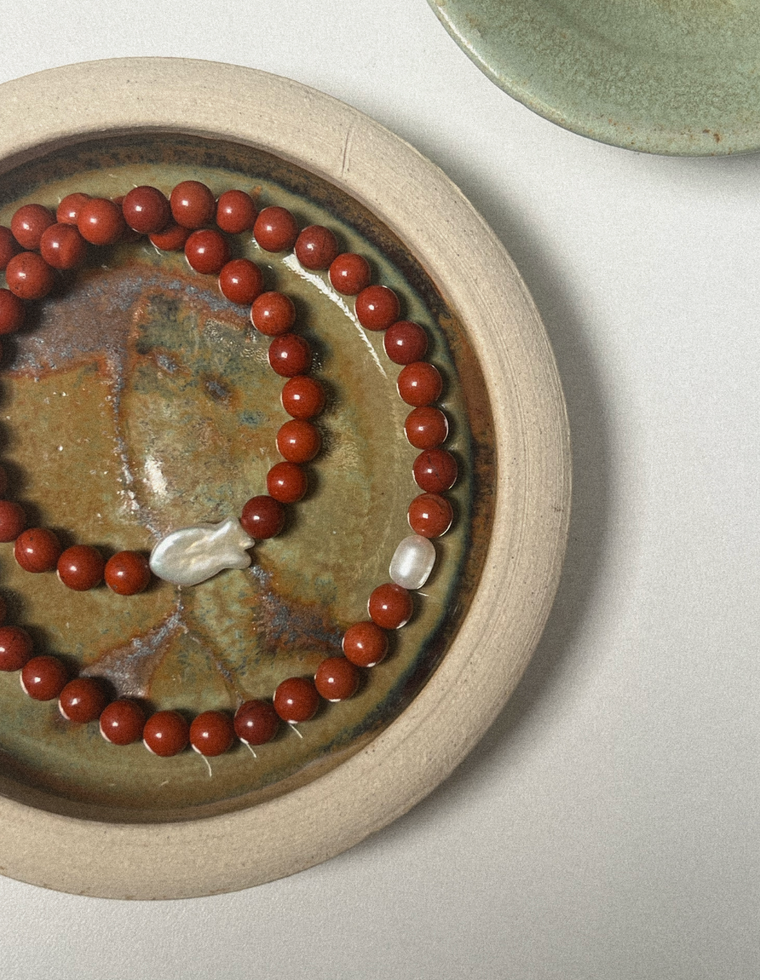 Ferelith - Red Jasper & Pearl Necklace