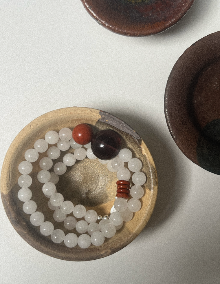 Darelle - White Jade & Red Jasper Necklace