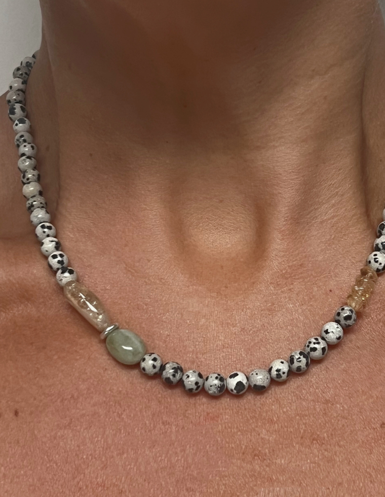 Orlyth - Dalmatian Jasper & Citrine Necklace