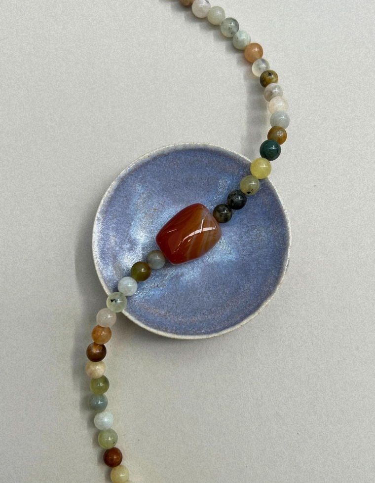 Celadon 9: butter jade and carnelian necklace, hand-strung by Palm of Feronia, photo 2