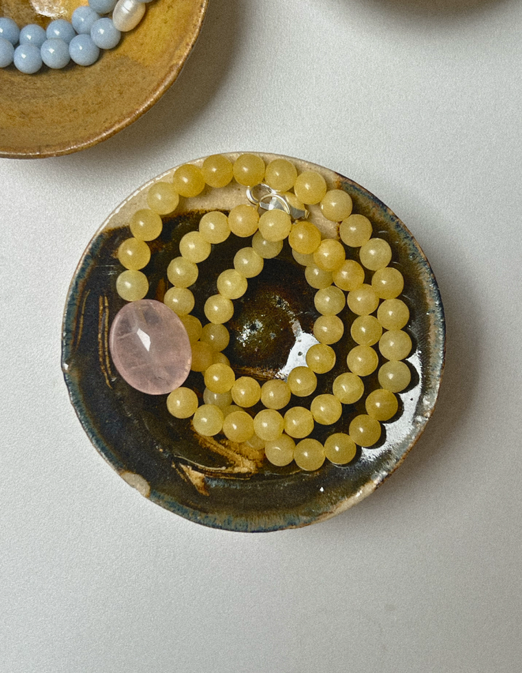 Mirael - Yellow Jade & Rose Quartz Necklace