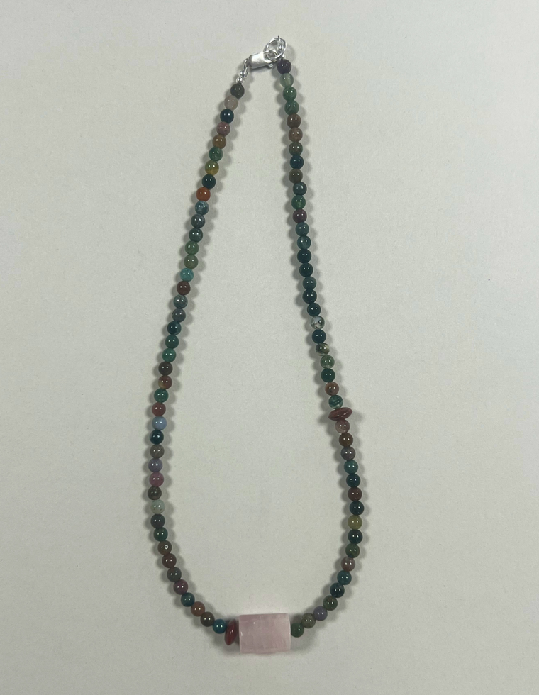 Solstice 2 - Indian Agate & Rose Quartz Necklace