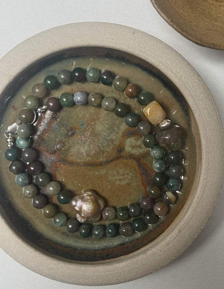 Lioren - Indian Agate & Pearl Necklace