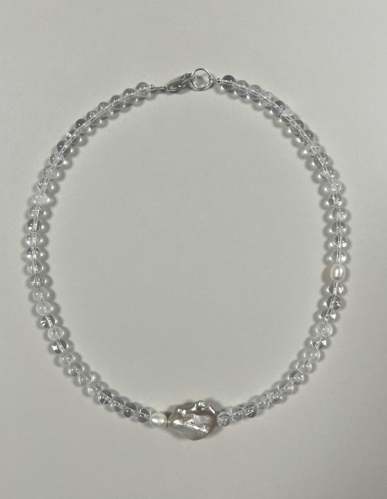 Miralith - Clear Quartz & Pearl Necklace