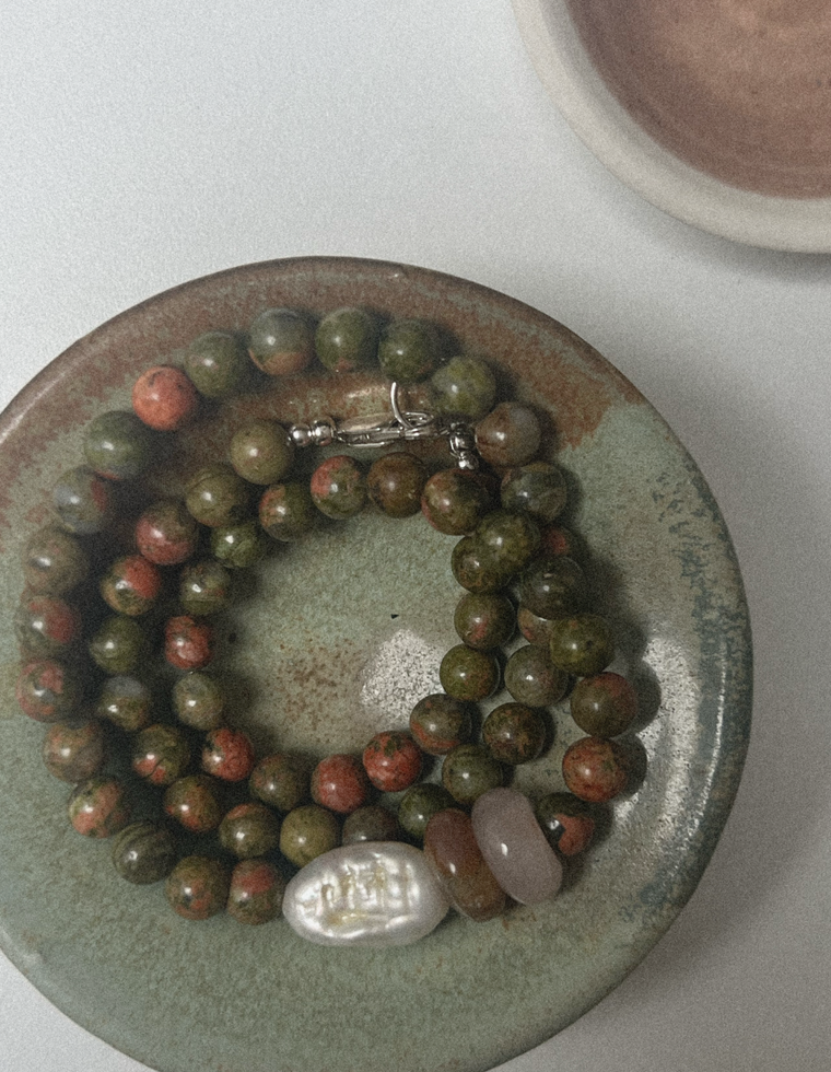 Tavrine - Unakite & Indian Agate Necklace