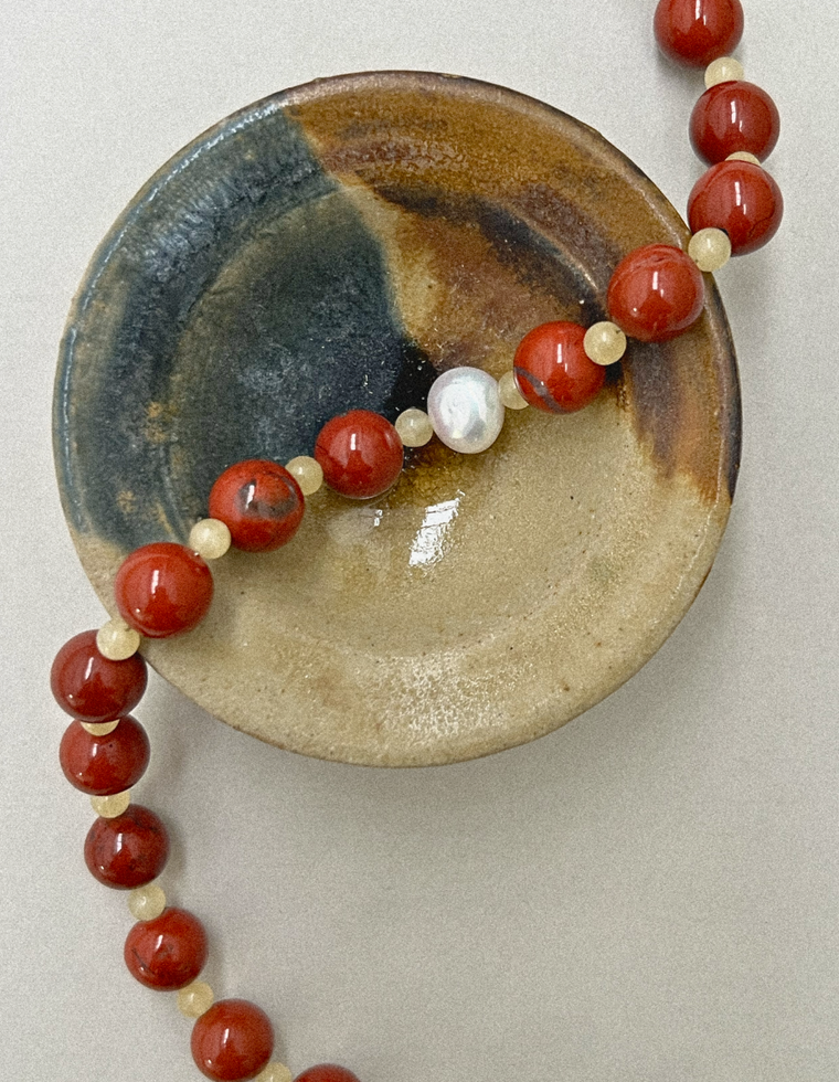 Branwen - Red Jasper & Aragonite Necklace