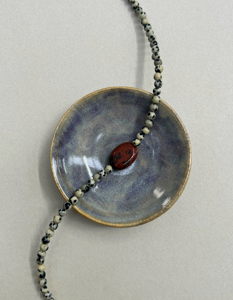 Celadon 16: dalmatian jasper and mahogany obsidian necklace, hand-strung by Palm of Feronia, photo 2