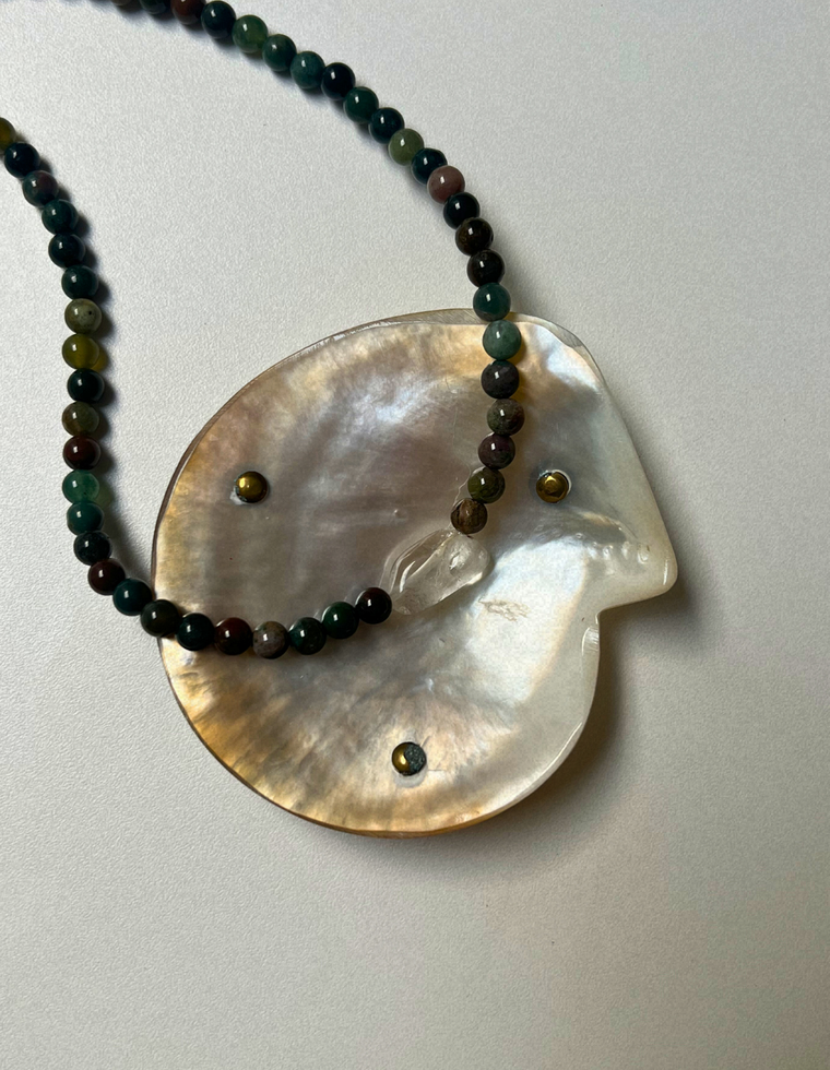 Cache 6 - Indian Agate & Clear Quartz Necklace