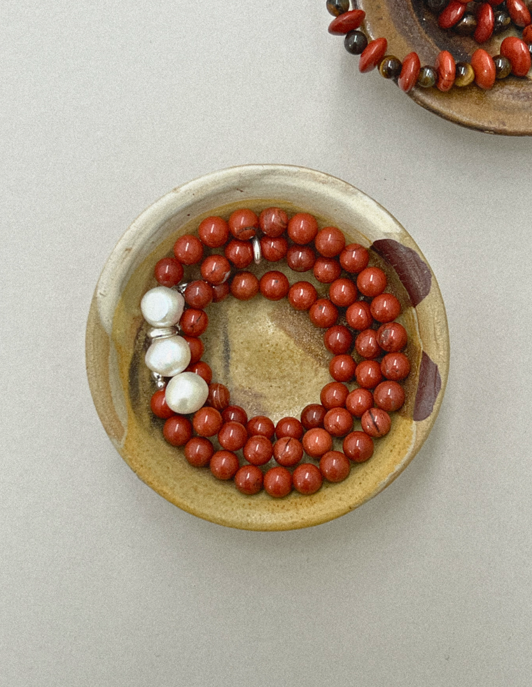 Invaris - Red Jasper & Pearl Necklace