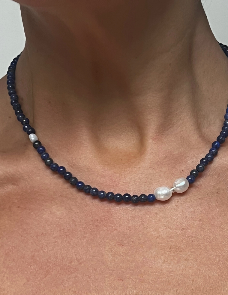 Caeryn - Lapis Lazuli & Pearl Necklace