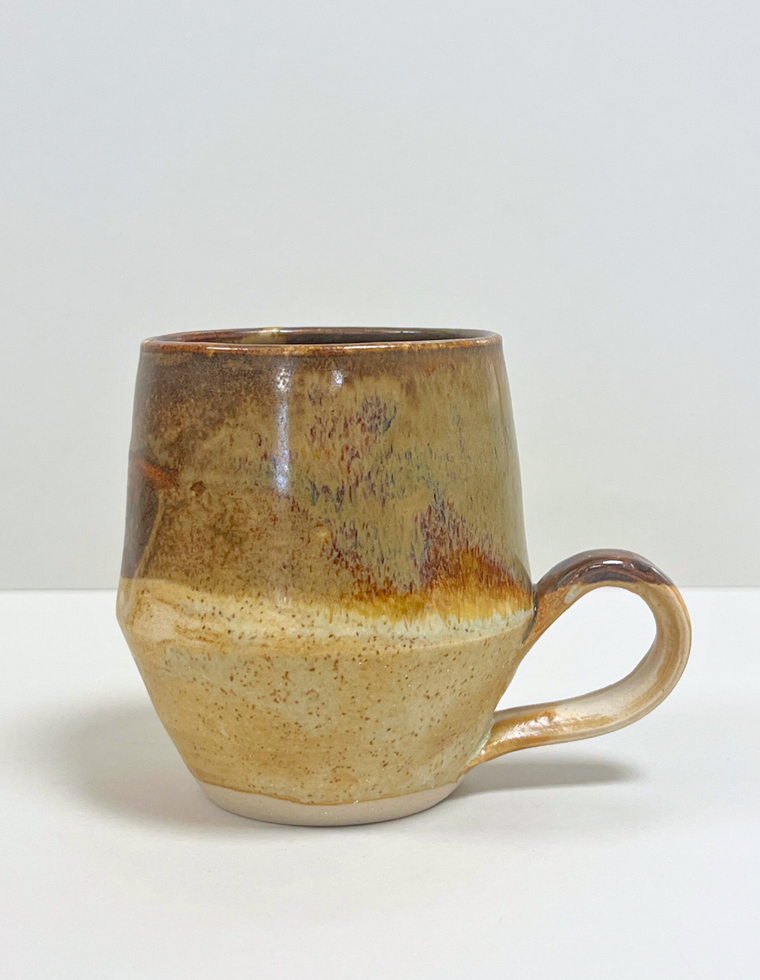 Found Cup No. 05: vintage studio pottery cup in brown and cream glaze