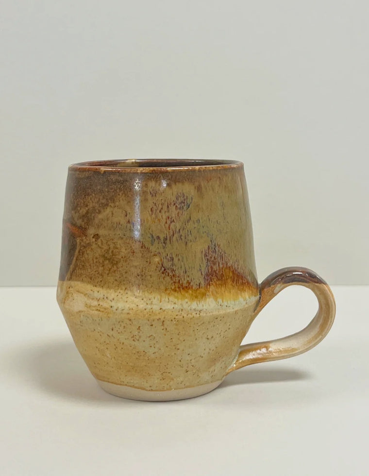 Found Cup No. 05: vintage studio pottery cup in brown and cream glaze