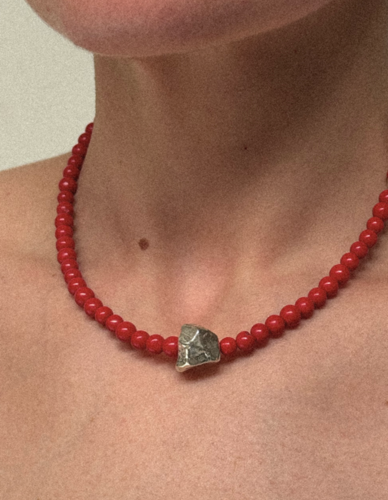 Pelagia - Coral & Silver Necklace