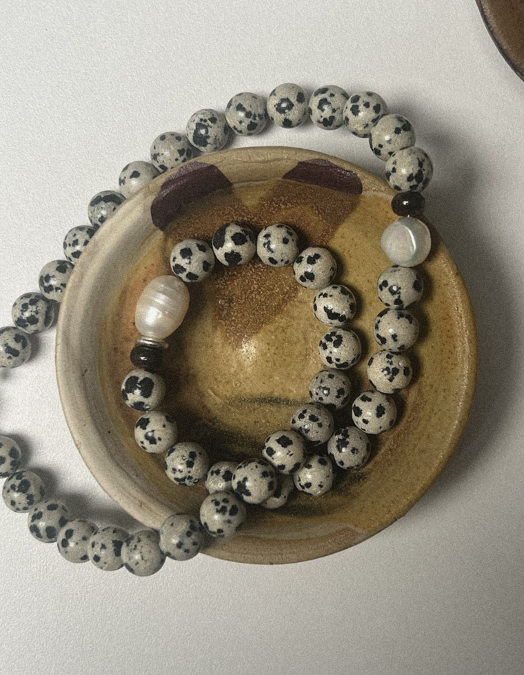 Seraphion - Dalmatian Jasper & Pearl Necklace