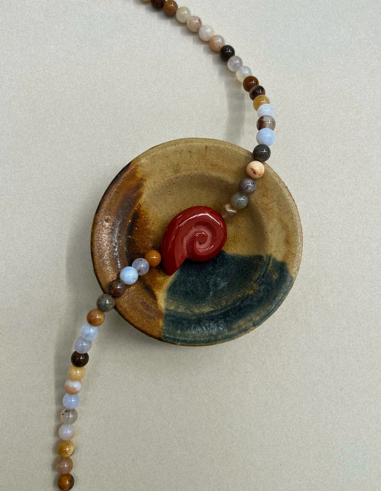 Celadon 7: chalcedony whorl necklace, hand-strung by Palm of Feronia