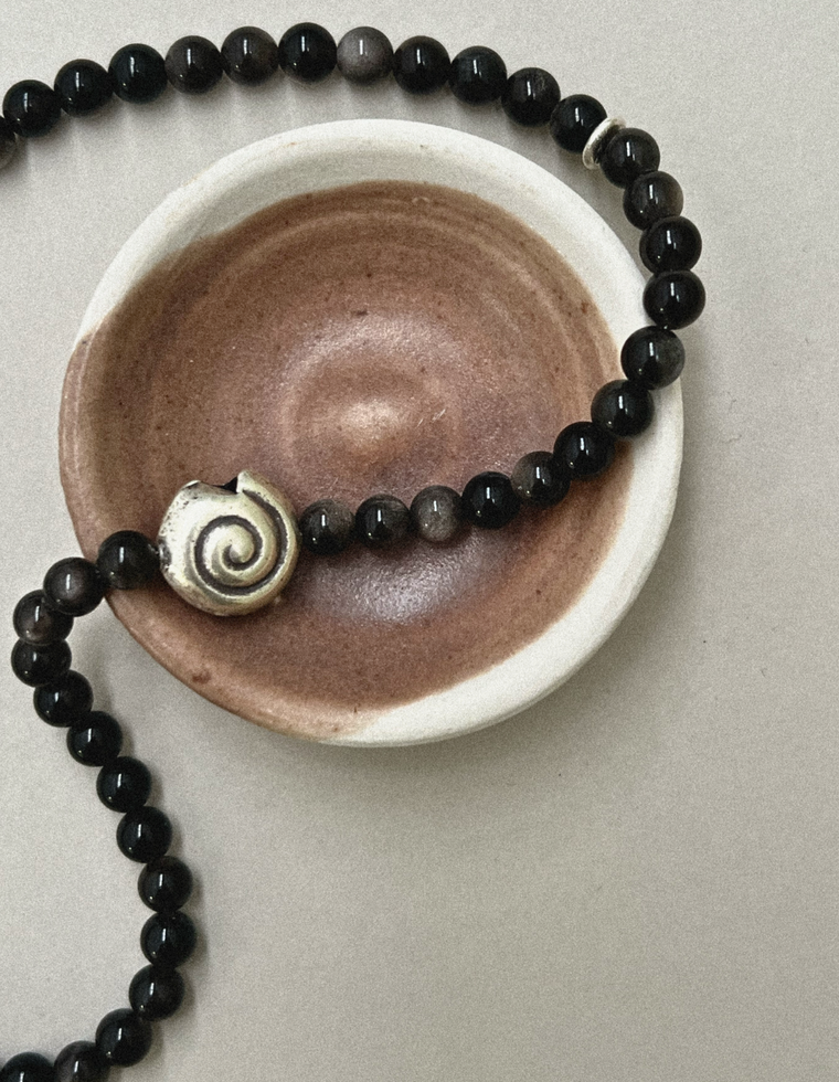 Sylune - Silver Sheen Obsidian Necklace