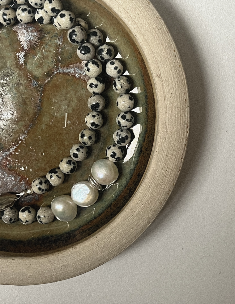 Syvra - Dalmatian Jasper & Pearl Necklace