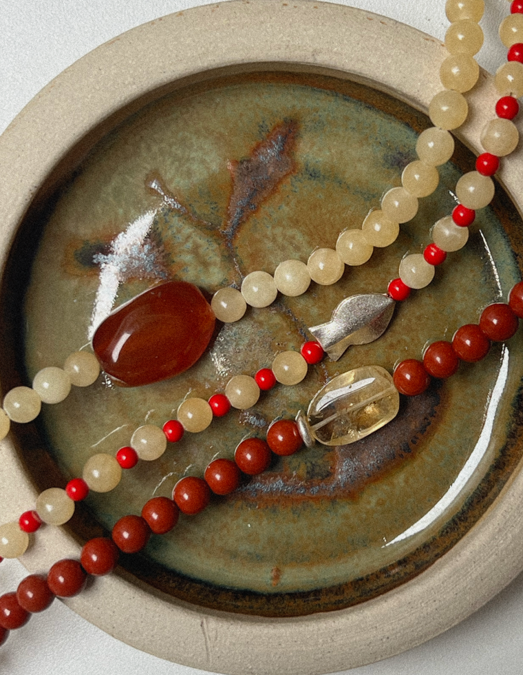 Calvessa - Yellow Jade & Coral Necklace