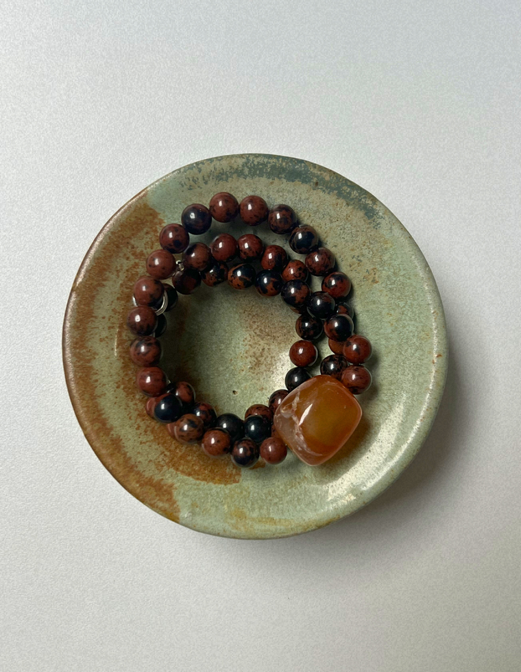 Element 10 - Mahogany Obsidian & Carnelian Necklace