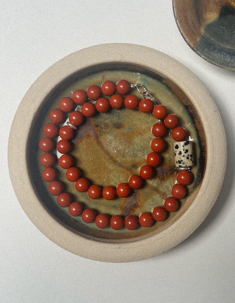 Fenari - Red and Dalmatian Jasper Necklace