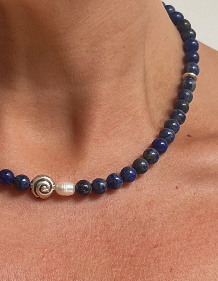 Thessa - Lapis Lazuli & Pearl Necklace