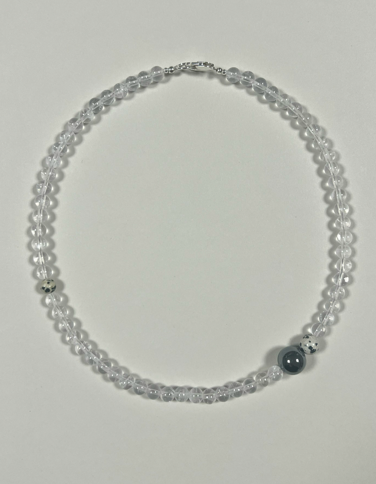 Lunirae - Clear Quartz & Dalmatian Jasper Necklace