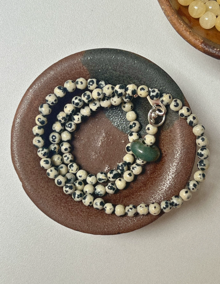 Olivienne - Dalmatian & Ocean Jasper Movement Necklace