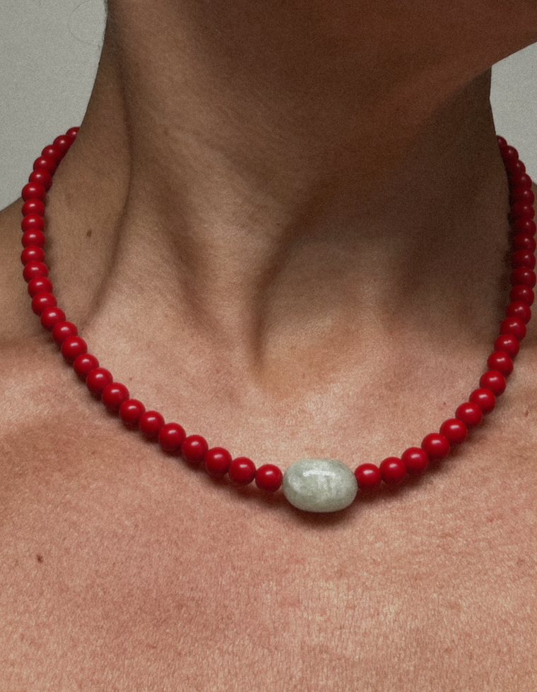 Calenne - Coral & Beryl Necklace