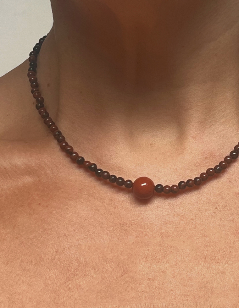 Brannor - Mahogany Obsidian & Red Jasper Necklace