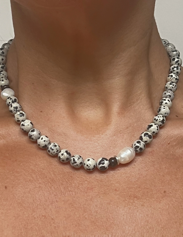 Seraphion - Dalmatian Jasper & Pearl Necklace