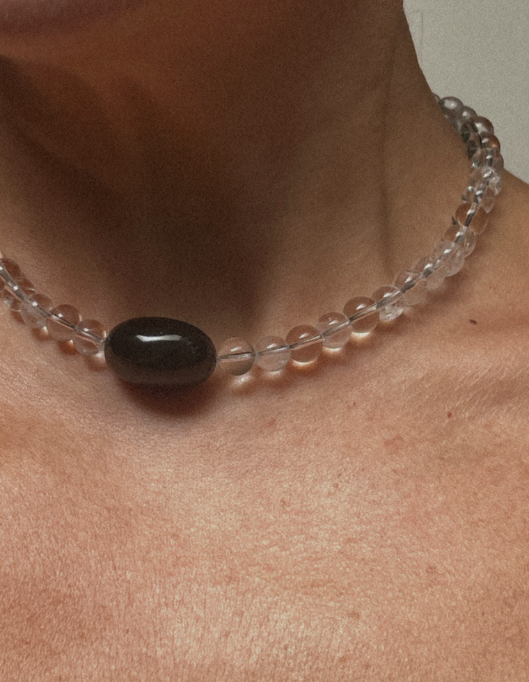 Orvala - Clear Quartz & Onyx Necklace