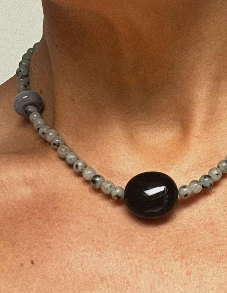 Thavara - Sesame Jasper & Onyx Necklace