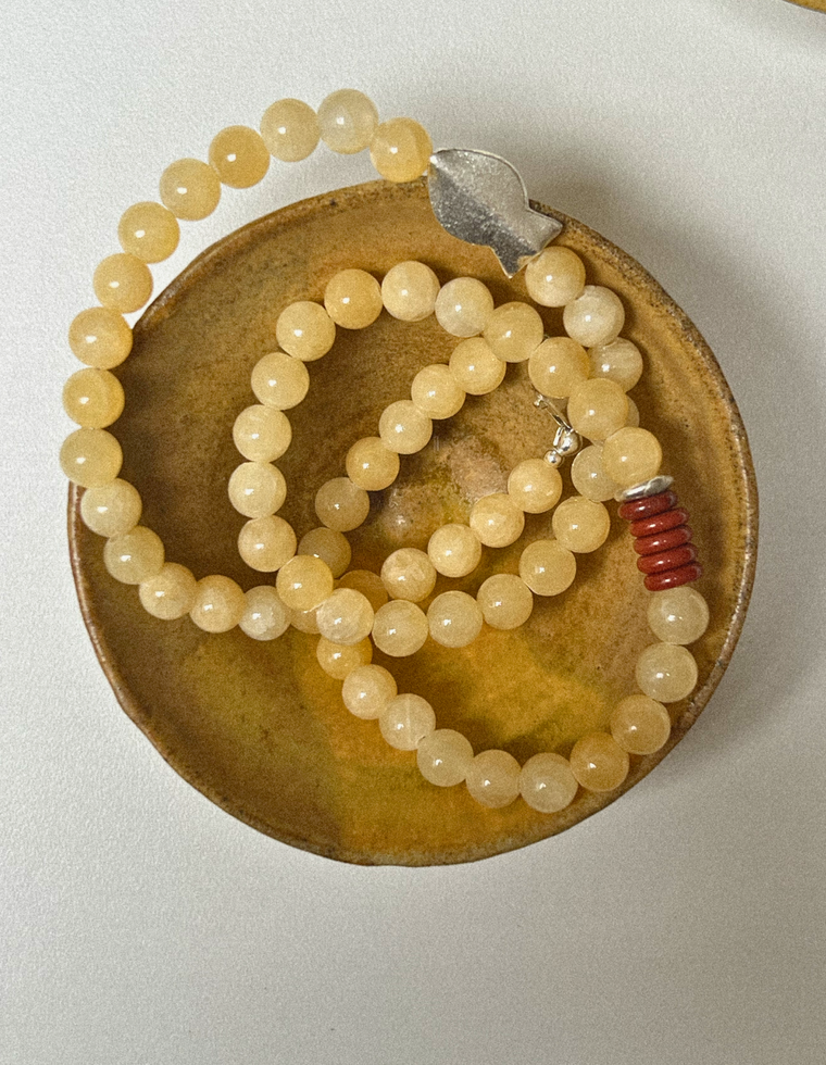 Thalara IV - Yellow Jade & Red Jasper Necklace