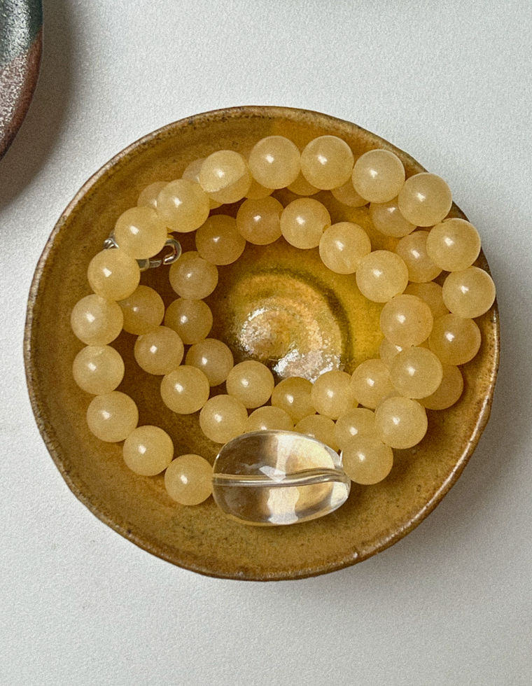 Oraya - Yellow Jade & Clear Quartz Necklace