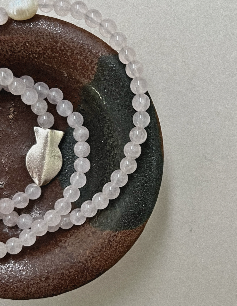 Caedra - Rose Quartz & Pearl Necklace