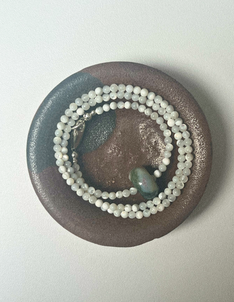 Elthira - Mother of Pearl & Ocean Jasper Movement Necklace