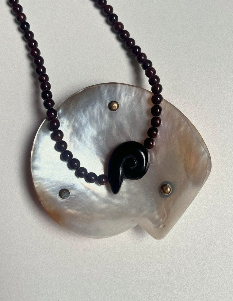 Counterpoint 7: garnet whorl necklace, hand-strung by Palm of Feronia