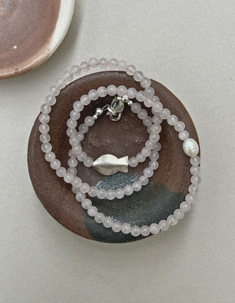 Caedra - Rose Quartz & Pearl Necklace