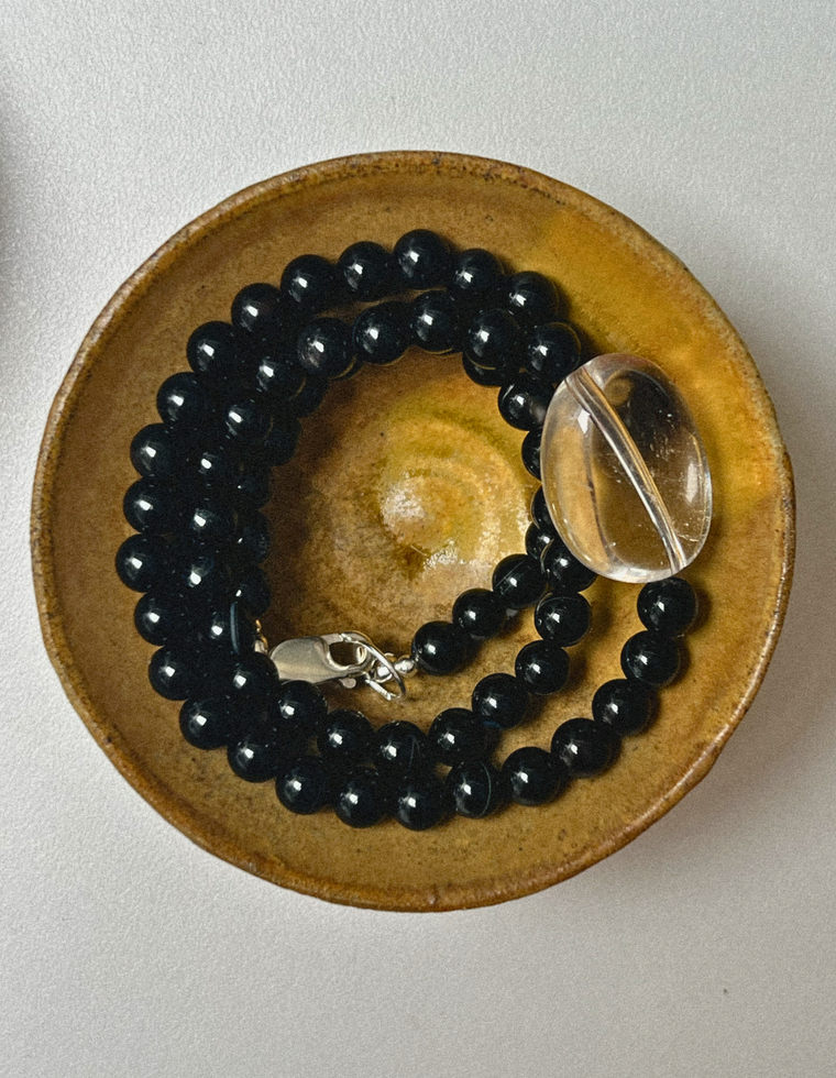 Thara - Onyx & Clear Quartz Necklace