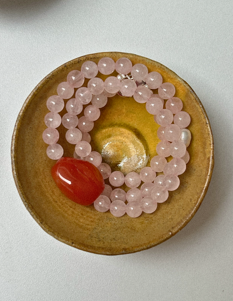 Eyla - Rose Quartz & Carnelian Necklace