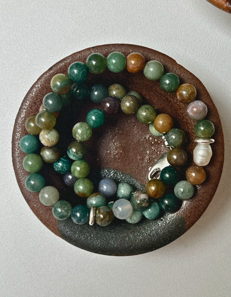 Coren - Indian Agate & Pearl Necklace