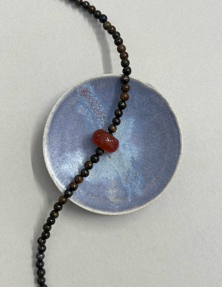 Harvest 2: bronzite and carnelian movement necklace, hand-strung by Palm of Feronia